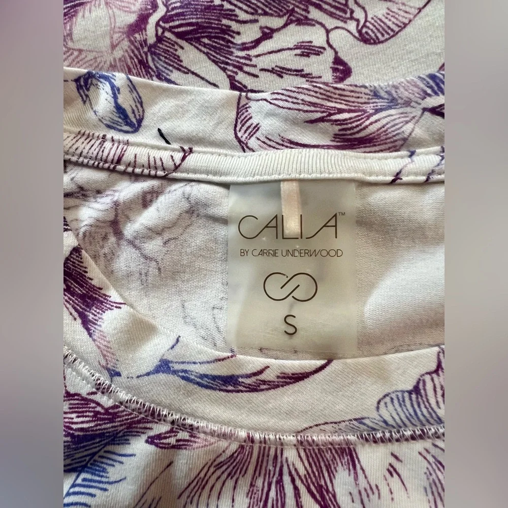 Calia by Carrie Underwood Purple Floral High Neck Sleeveless Tank Top Size Small